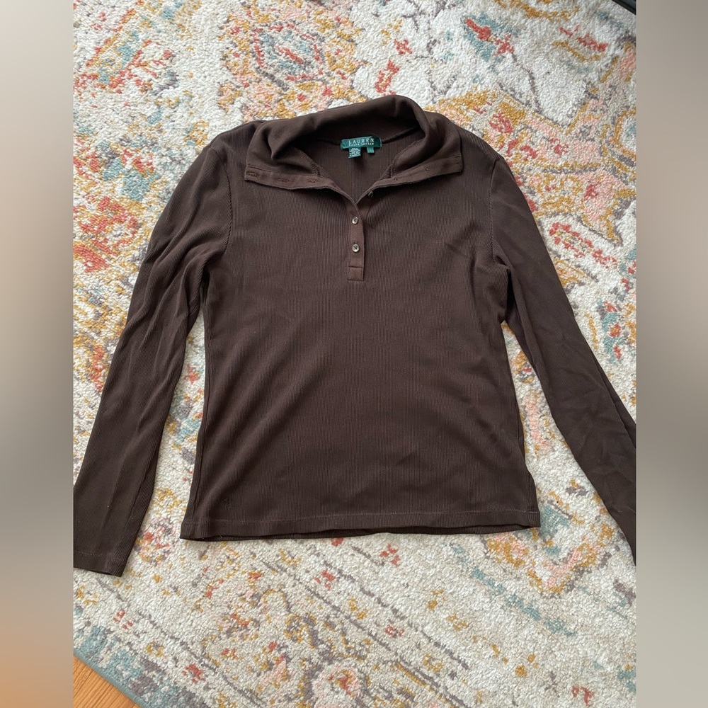 Ralph Lauren Brown Ribbed Top